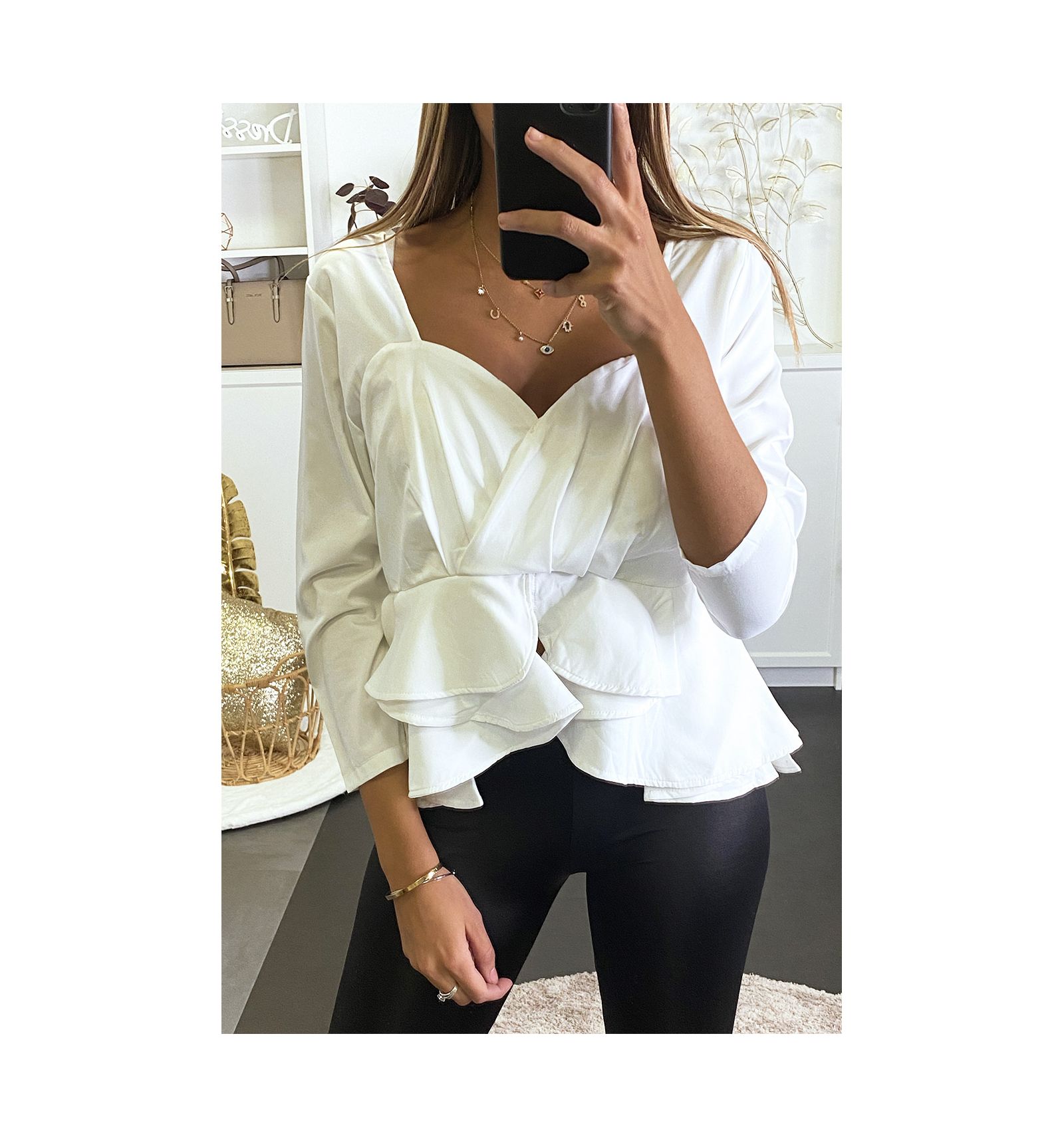 white blouse with peplum