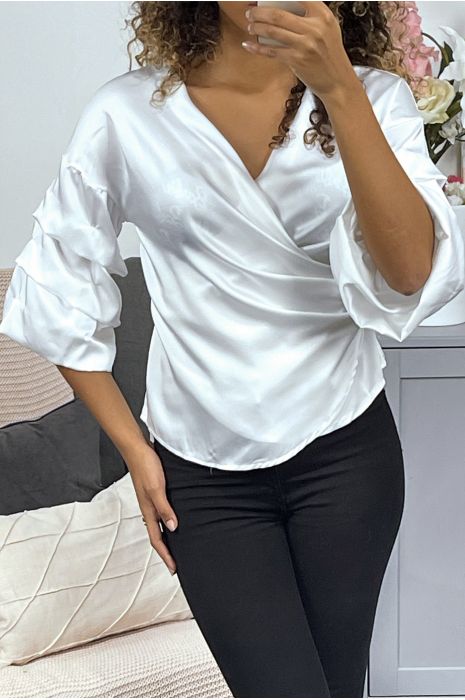 satin wrap blouse