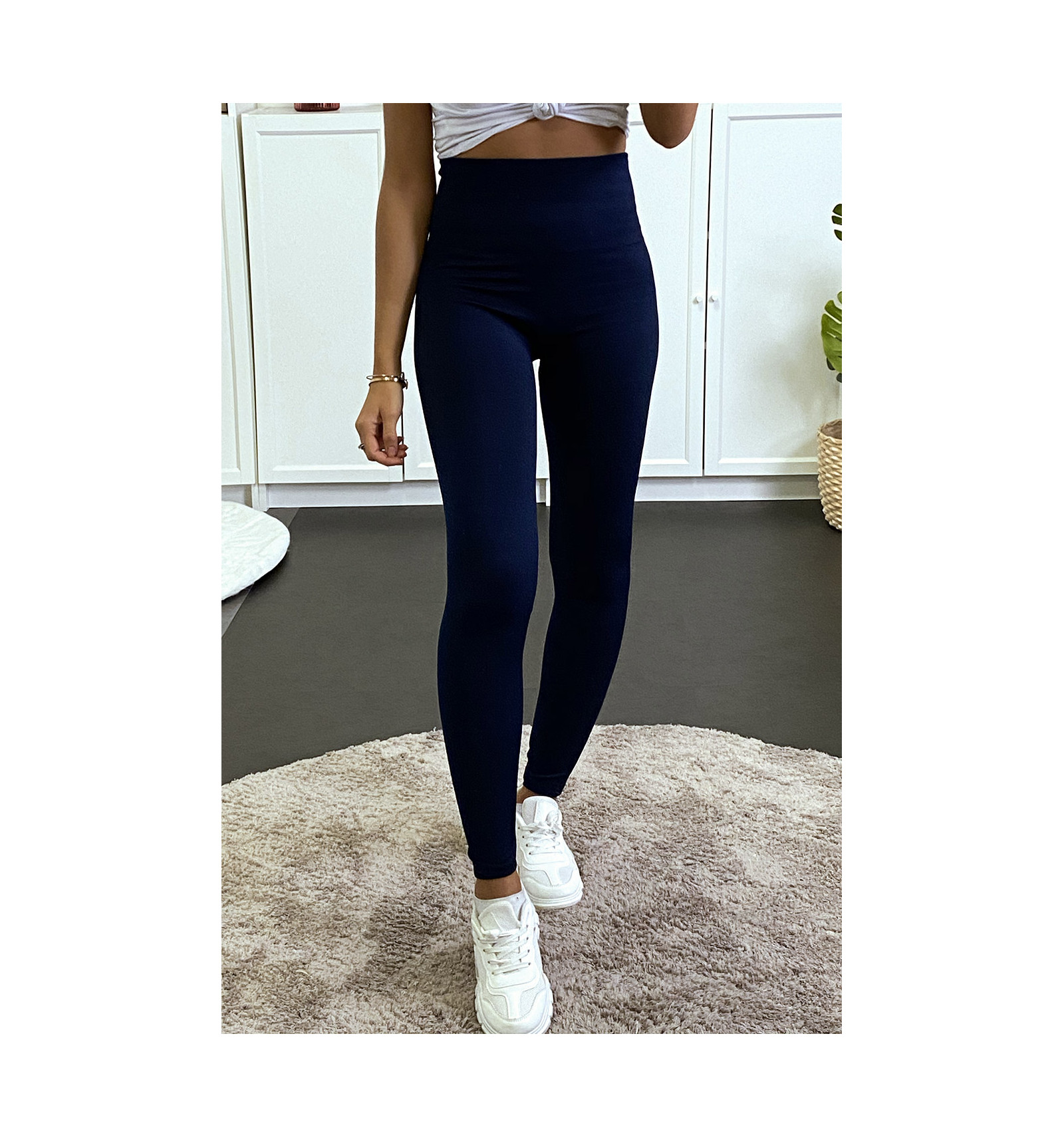 Leggings Marine Taille Haute Ventre Plat Amincissant Jambes Affin E Et