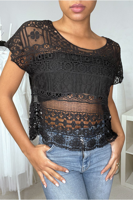 Top En Dentelle Noir Mode Femme Pas Cher