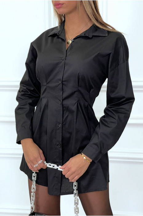 black fitted shirt dress