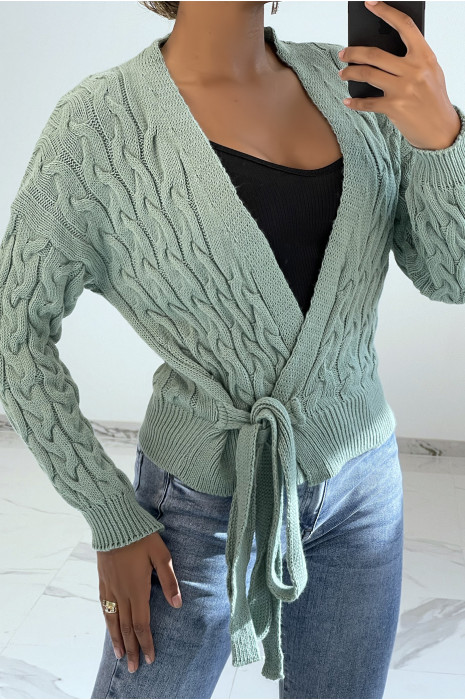 chunky knit tie cardigan