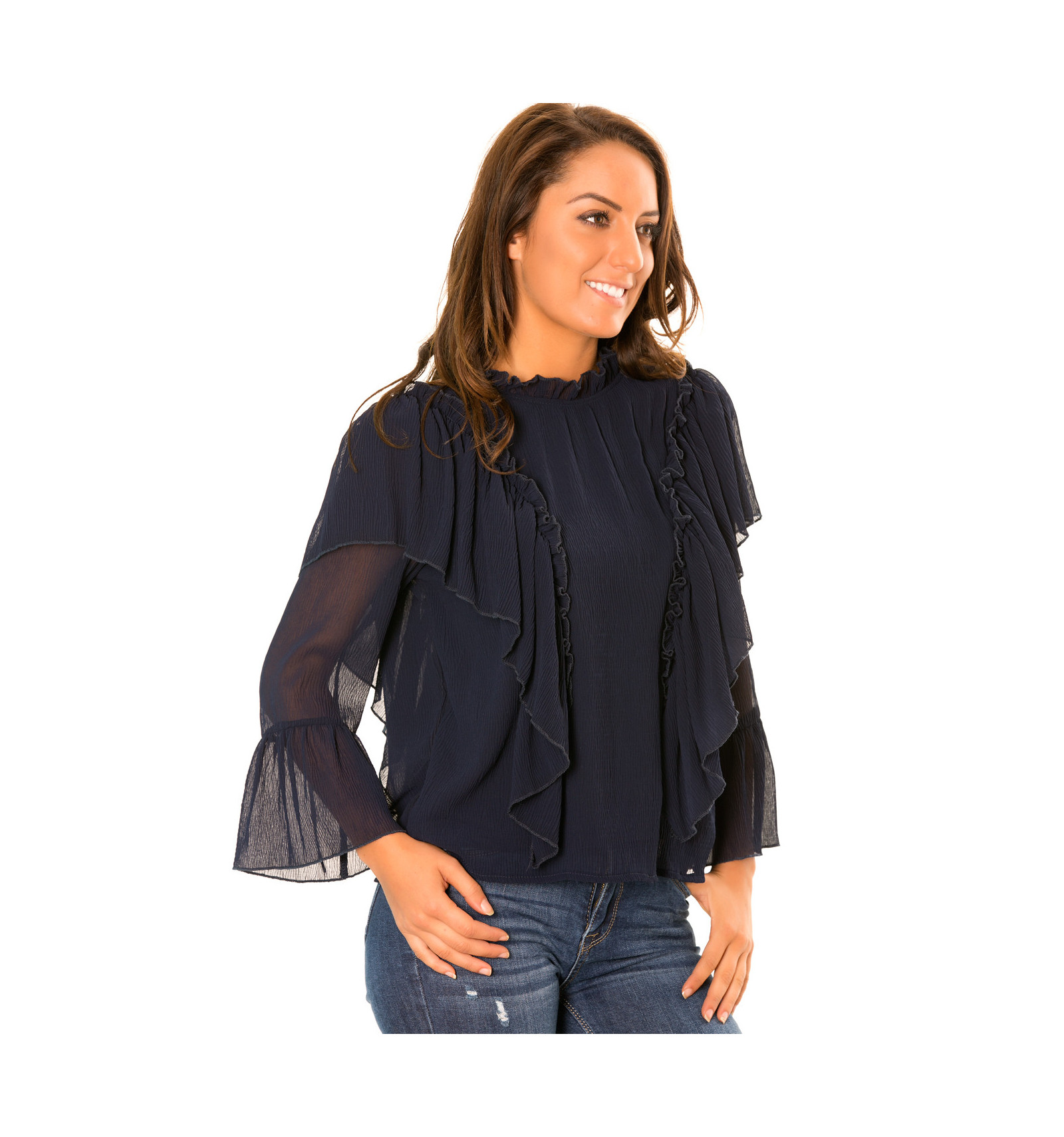 navy blue sheer top