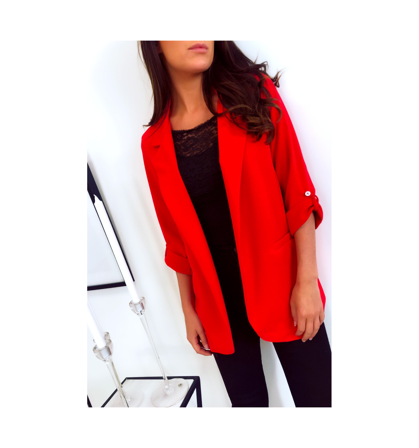 blazer rouge pas cher