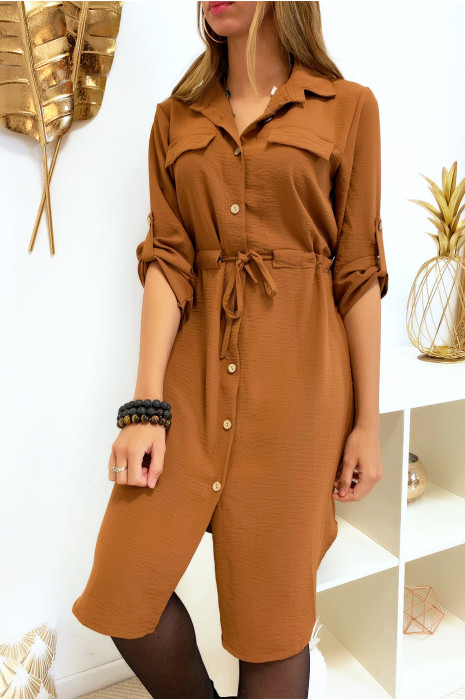 camel shirt dress