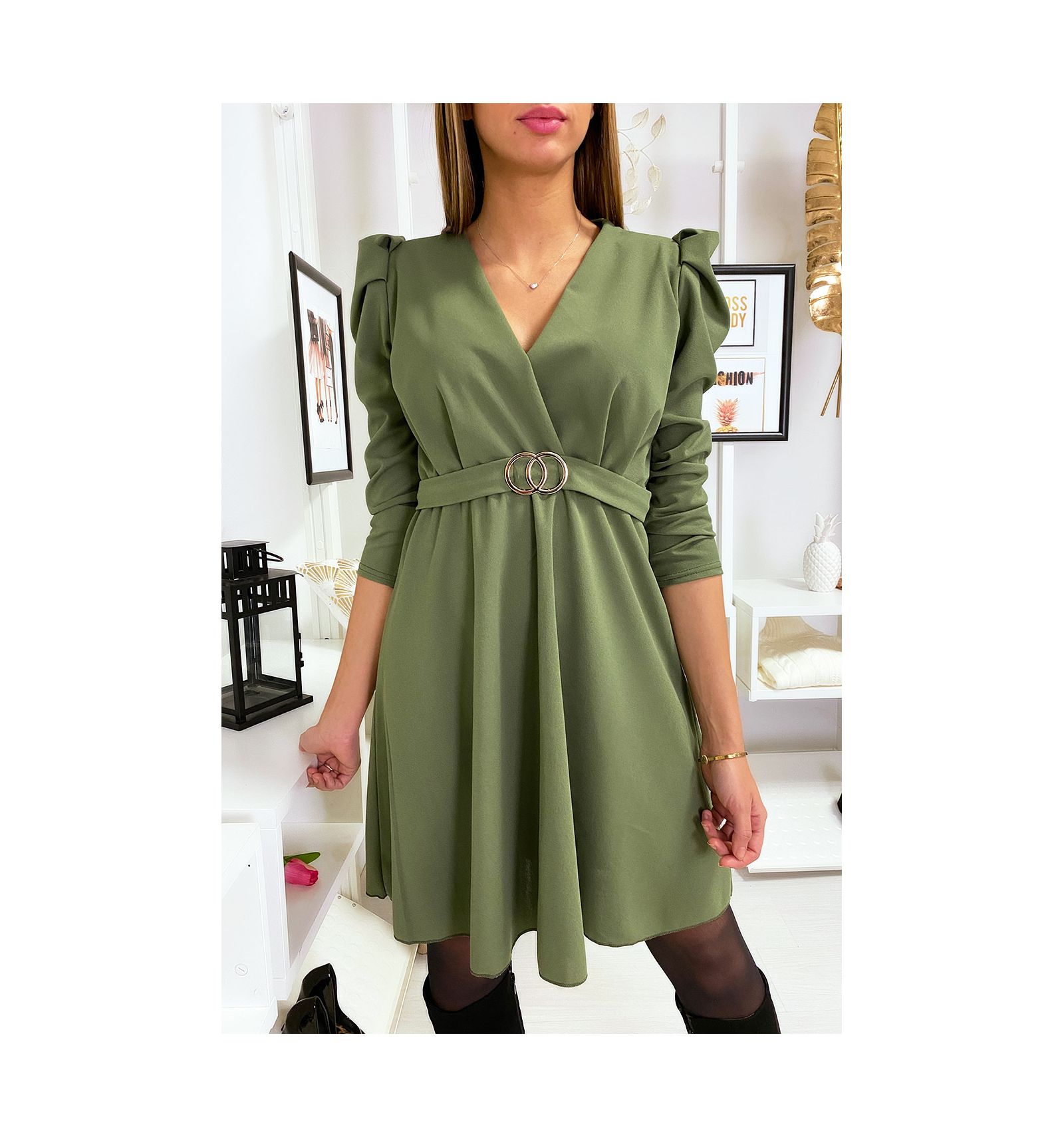 khaki skater dress