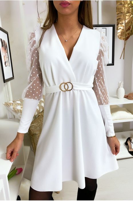 robe blanche manche ballon