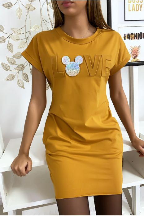 mustard t shirt dress