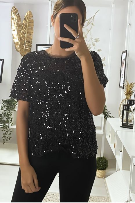 zwarte glitter top