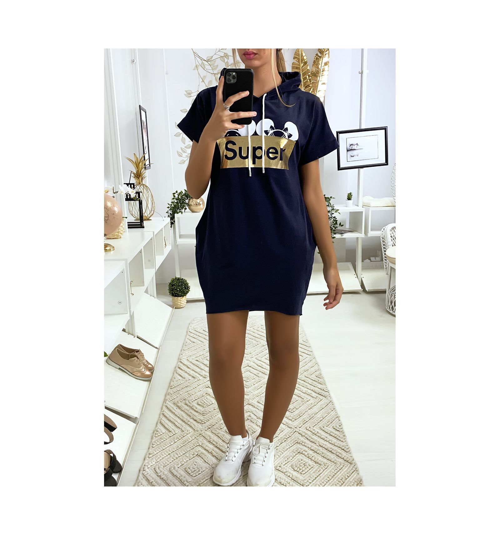 navy sweatshirt dress