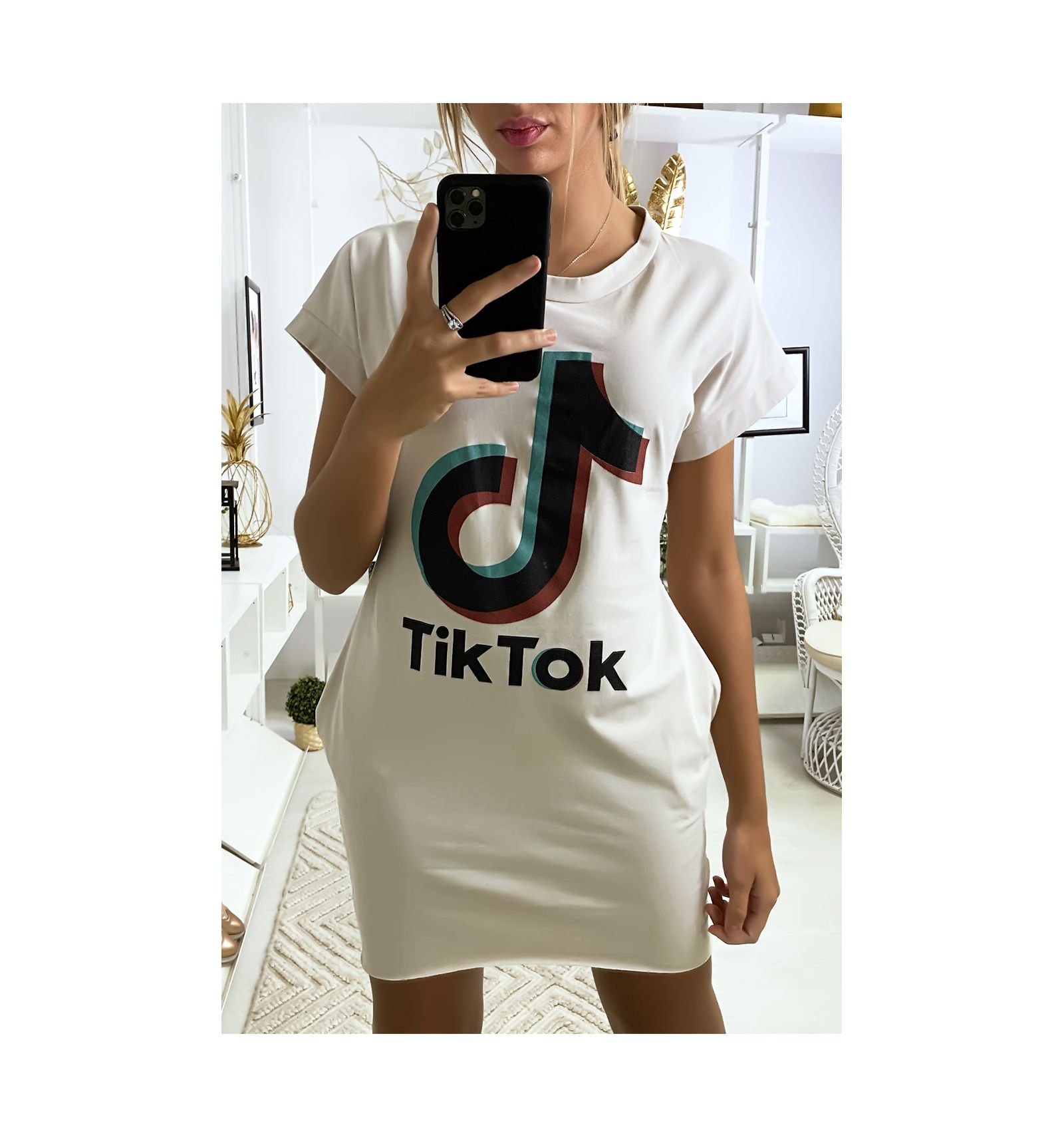 white shirt dress with writing