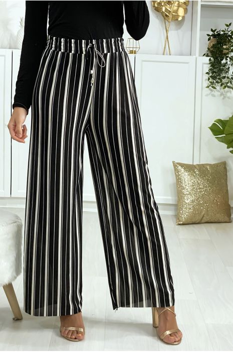 black and white striped palazzo pants
