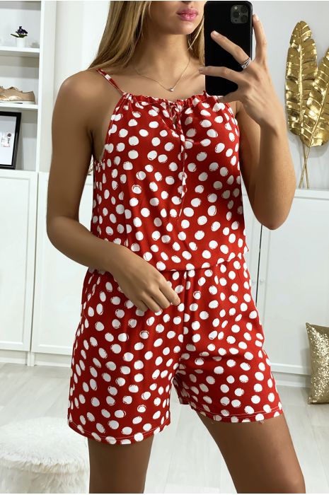 red polka dot playsuit