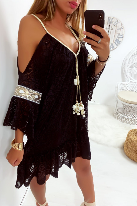 black lace tunic dress