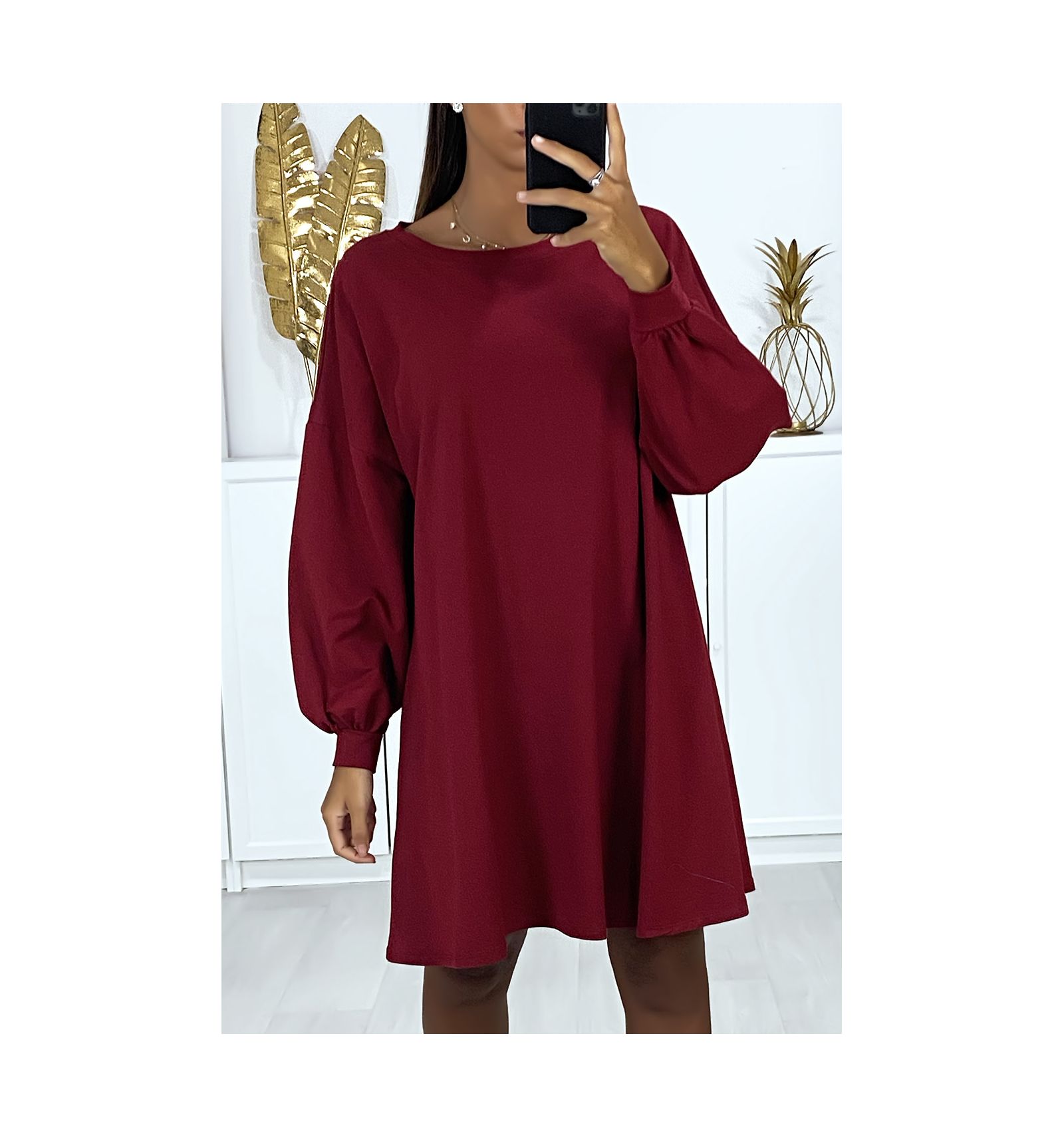 burgundy sweatshirt dress