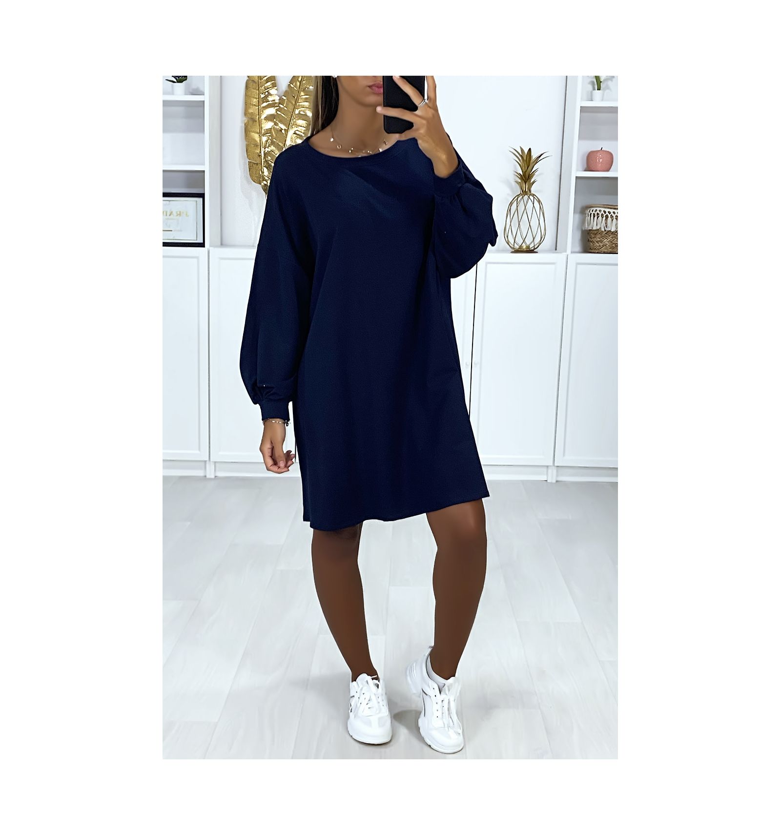 navy sweatshirt dress