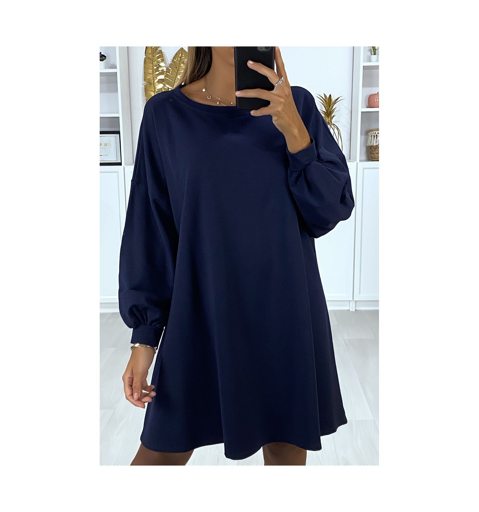 navy sweatshirt dress