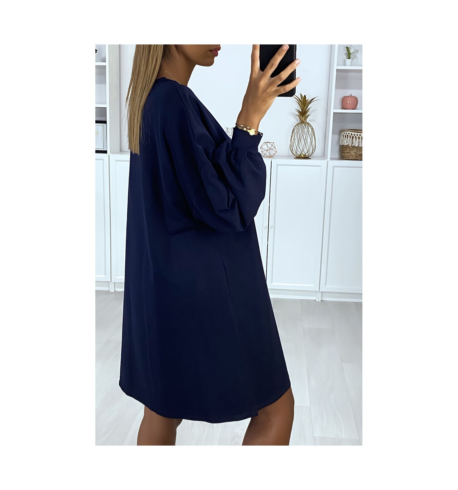 navy sweatshirt dress