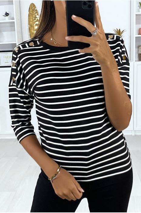black and white striped top womens